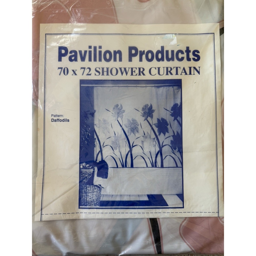 Vintage Vinyl Shower Curtain NOS Sealed Pavilion Products Daffodils Floral 70x72